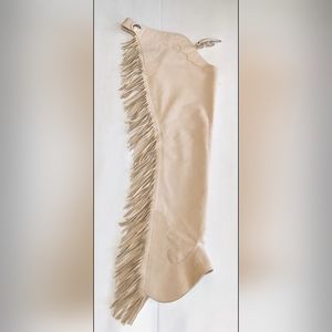 Fringed Cream Leather Chaps